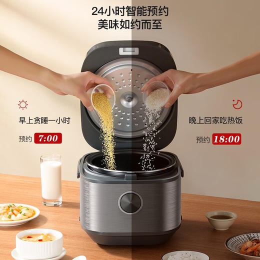 【小家电】龙的longde电饭煲 智能大按键多功能菜单电饭锅 4L容量24小时预约定时功能 厚釜内胆多层材质不易粘锅 4L（LD-FS45C） HF 商品图5