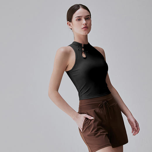 跃牌【瑜见伽人系列】中国风立领盘扣中强度聚拢一体式运动背心健身瑜伽服新中式女YB8126 商品图8
