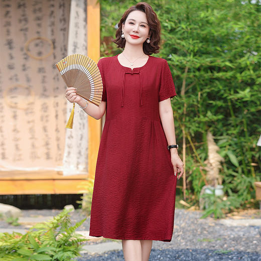 MC WK112妈妈新中式洋气连衣裙阔太太改良旗袍裙 商品图2