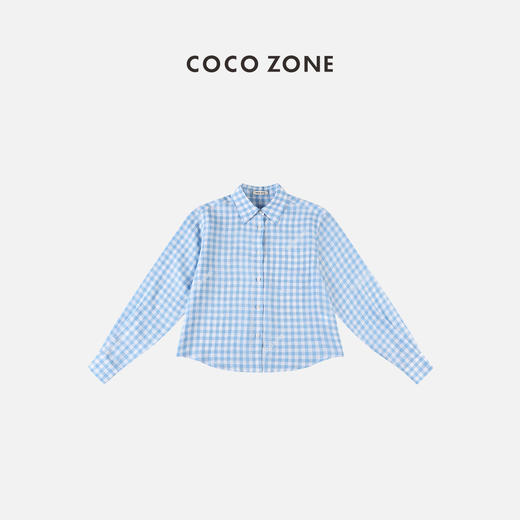 COCO ZONE 夏季气质polo领格子衬衣长袖上衣  23C18860 商品图0