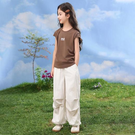 女童短袖T恤套装夏装网红中大童洋气儿童装伞兵裤休闲两件套夏季 商品图0