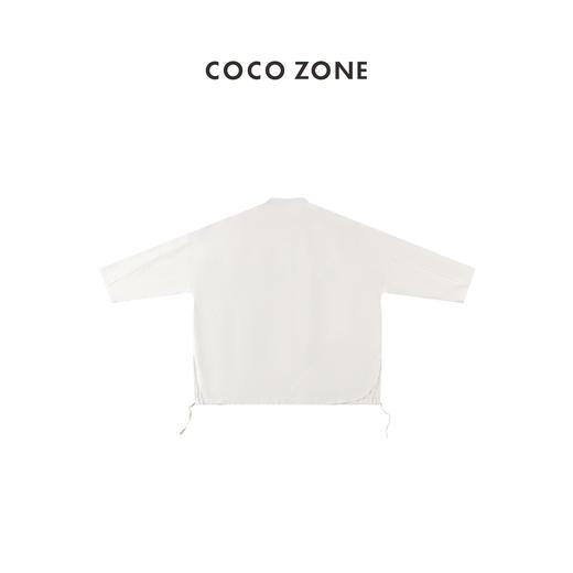 COCO ZONE 夏季立领麻料长袖抽绳衬衫上衣 23C18709 商品图1