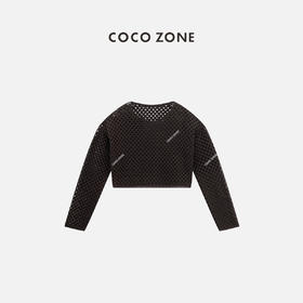 COCO ZONE "复古罩衫“时尚镂空圆领长袖上衣百搭简约针织衫CC2B1056