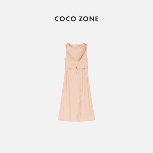 COCO ZONE 高级感连衣裙纯色无袖V领抽绳带帽裙子 23C18964 商品图1