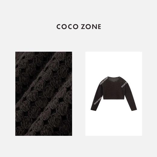 COCO ZONE "复古罩衫“时尚镂空圆领长袖上衣百搭简约针织衫CC2B1056 商品图2