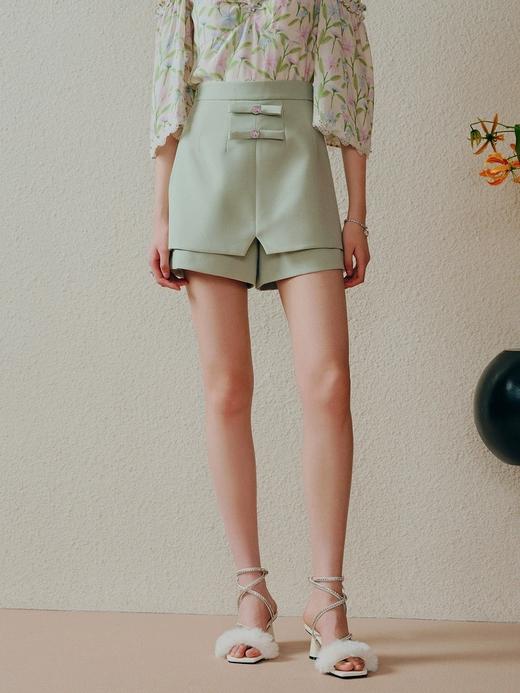 【商场同款】MAXRIENY新中式蝴蝶结假两件裙裤夏日高腰休闲短裤女MC88PA300G30 商品图1