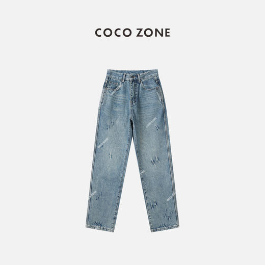 COCO ZONE 直筒阔腿复古潮流显瘦时鸡爪尚牛仔裤 C7821 商品图0