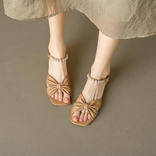 【预售5天】温柔简约，复古法式粗跟露趾凉鞋MN&A319 商品图2