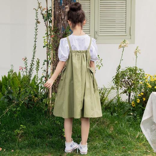 女童套装2024夏韩版童装休闲学院风学生短袖上衣T恤背带裙两件套 商品图2