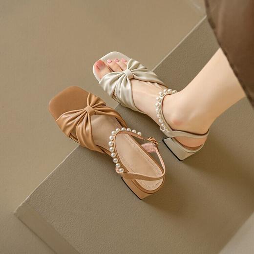 【预售5天】温柔简约，复古法式粗跟露趾凉鞋MN&A319 商品图4