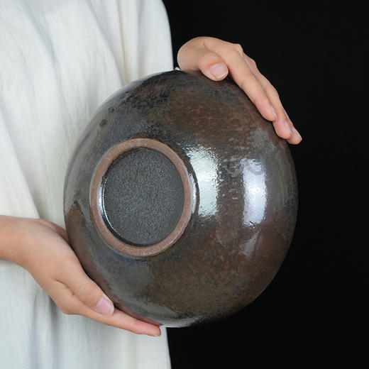 铁结晶金属釉水洗家用茶洗大号水盂笔洗茶杯碗复古风建水陶瓷功夫茶具配件果盆 商品图2