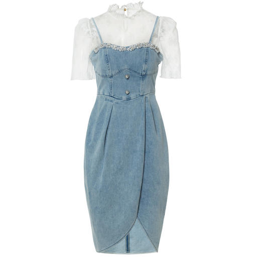 MAXRIENY园艺风氛围感吊带连衣裙花苞开叉牛仔裙子夏 商品图1