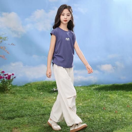 女童短袖T恤套装夏装网红中大童洋气儿童装伞兵裤休闲两件套夏季 商品图3