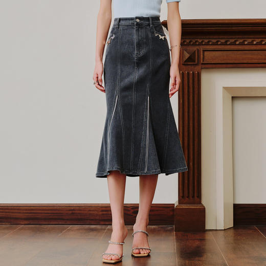 蝴蝶仙紫系列2.0MAXRIENY森系精灵牛仔鱼尾半身裙 商品图1