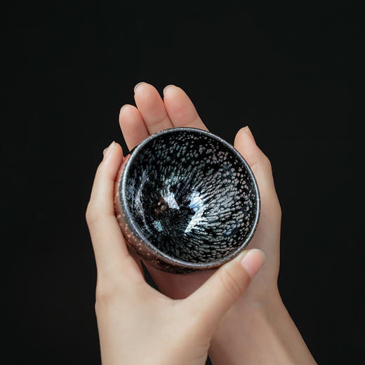 周水平油滴盏敛口禅定杯建盏粗陶窑变茶盏斗笠杯手工陶瓷主人杯单杯茶碗 商品图1