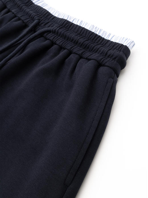 COCO ZONE2024"撞蓝条短裤”夏季休闲松紧腰抽绳短裤简约百搭通勤裤CC1B0746 商品图4