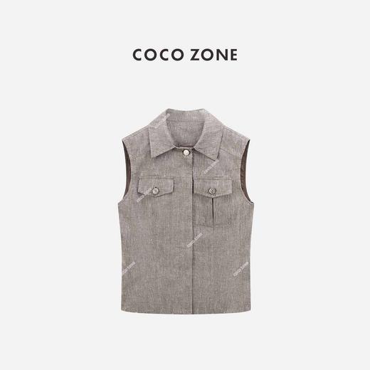 COCO ZONE “高奢马甲”夏季小香风翻领无袖马夹通勤休闲上衣CC1B1375 商品图0