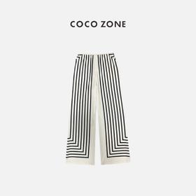 COCO ZONE 新款时尚休闲裤松紧腰直筒阔腿裤 23C29247