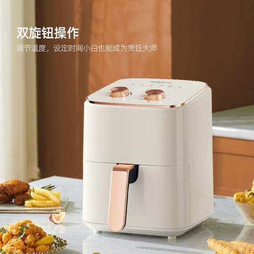 【小家电】龙的（longde）空气炸锅 家用大容量网红炸锅 双旋按钮温度时间都可以手动调节 全自动无油多功能不沾涂层薯条机 LD-KL5328 HF 商品图1