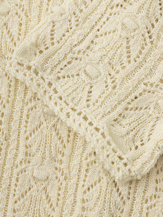 COCO ZONE "钩花美学” 时尚设计感镂空V领单排扣短袖针织衫CC1B1243 商品图7