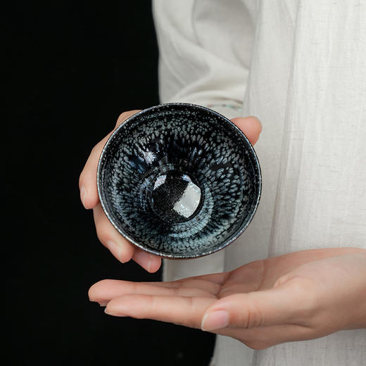 周水平油滴盏束口禅定杯建盏粗陶窑变茶盏斗笠杯手工陶瓷主人杯单杯茶碗 商品图1