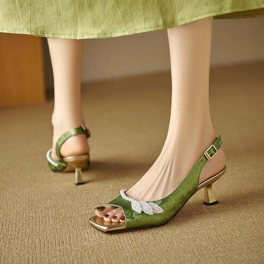 【预售5天】头层牛皮国风凉鞋，一字带中式高跟鞋YY&YY7659 商品图0