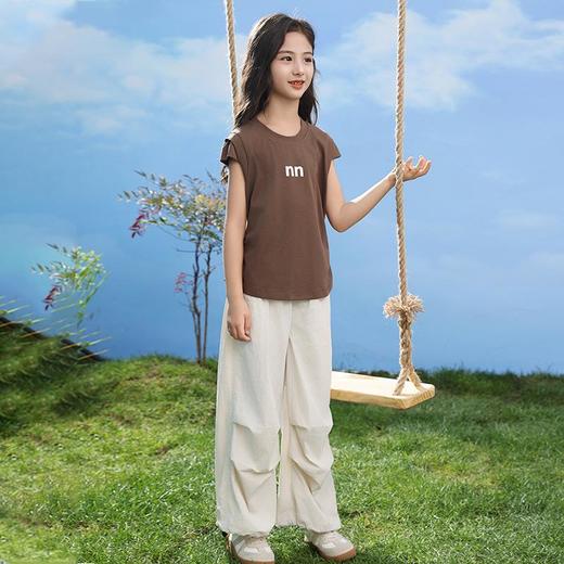 女童短袖T恤套装夏装网红中大童洋气儿童装伞兵裤休闲两件套夏季 商品图1