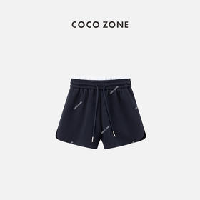 COCO ZONE2024"撞蓝条短裤”夏季休闲松紧腰抽绳短裤简约百搭通勤裤CC1B0746