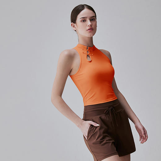 跃牌【瑜见伽人系列】中国风立领盘扣中强度聚拢一体式运动背心健身瑜伽服新中式女YB8126 商品图6