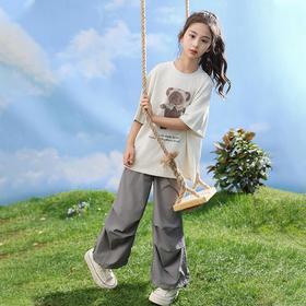 女童短袖t恤套装夏季2024新款儿童短袖韩版中大童夏装裤子两件套