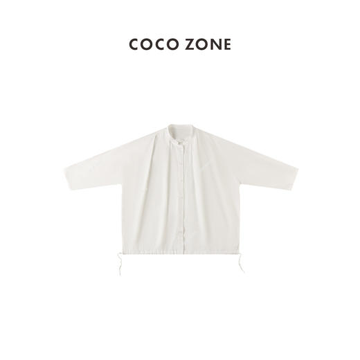 COCO ZONE 夏季立领麻料长袖抽绳衬衫上衣 23C18709 商品图0