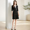 AD黑色西装连衣裙女职业连身裙2024早春新款女装荷叶边ol西服裙子 商品缩略图0