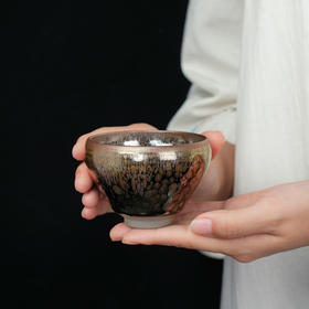 吴俭平油滴盏敛口杯建盏粗陶窑变茶盏手工陶瓷主人杯单杯茶碗