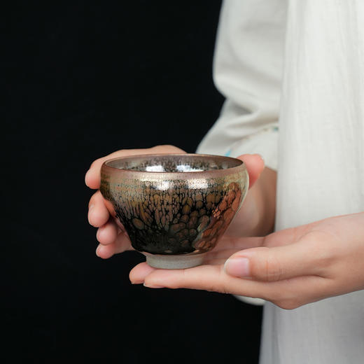 吴俭平油滴盏敛口杯建盏粗陶窑变茶盏手工陶瓷主人杯单杯茶碗 商品图0