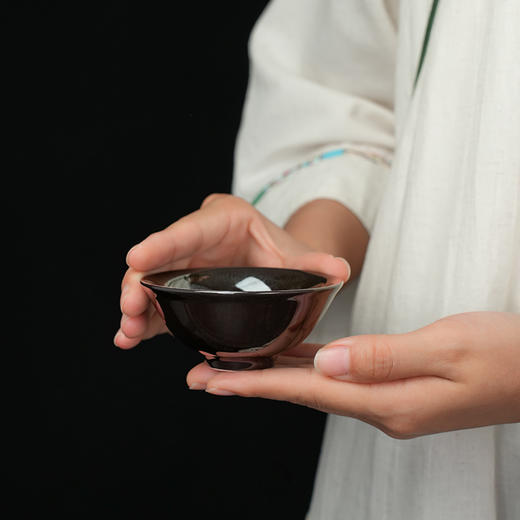 【特价】龙泉木叶盏黑釉茶盏手工陶瓷主人杯单杯小茶碗树叶盏 商品图1