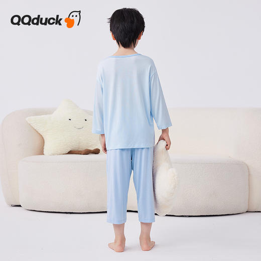 【男女同款】【凉感天丝莫代尔】【130-160】【可可鸭】男女童七分袖长裤家居服套装莫代尔睡衣空调服 商品图4