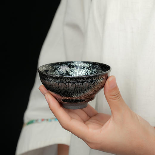 周水平油滴盏束口禅定杯建盏粗陶窑变茶盏斗笠杯手工陶瓷主人杯单杯茶碗 商品图3