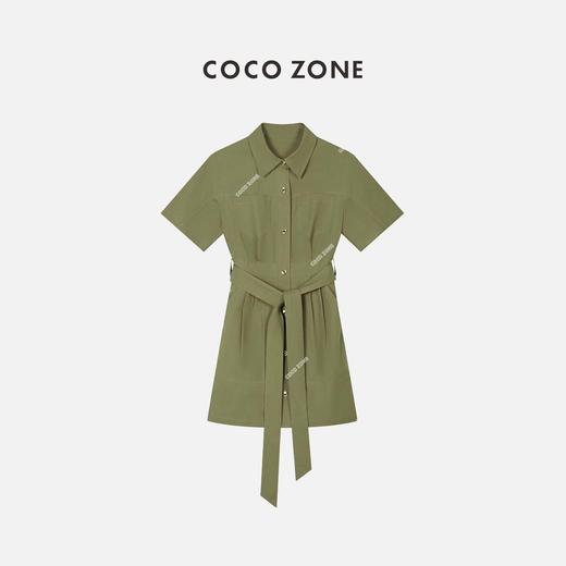 COCO ZONE 通勤风气质短袖POLO领腰帯收腰  23C18784 商品图0