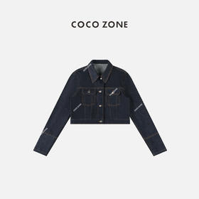 刘一一&COCO ZONE复古小短款POLO领牛仔外套百搭上衣 23C19221
