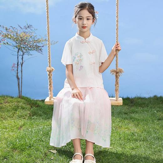 中国风女童汉服套装夏季大童唐装儿童古装女孩夏装2024新款马面裙 商品图1