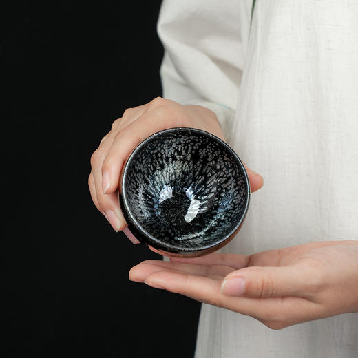 周水平油滴盏敛口禅定杯建盏粗陶窑变茶盏斗笠杯手工陶瓷主人杯单杯茶碗 商品图3