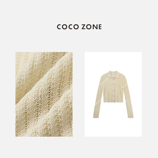 COCO ZONE“蕾舒上衣”早春翻领针织开衫设计感气质CC1A0527 商品图2