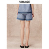VIMAGE纬漫纪秋季新款时尚复古高腰显瘦通勤阔腿短裤V2205801 商品缩略图4