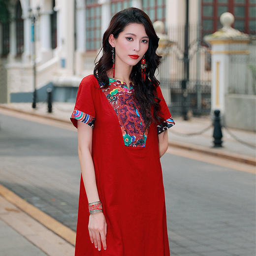 中国红大方气质 | 笑春风短袖连衣裙 | 现货加急发 商品图2