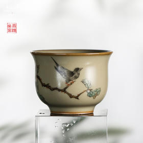 问鼎汝瓷鼎峰柴窑玉珀釉空潭杯（果树飘香）