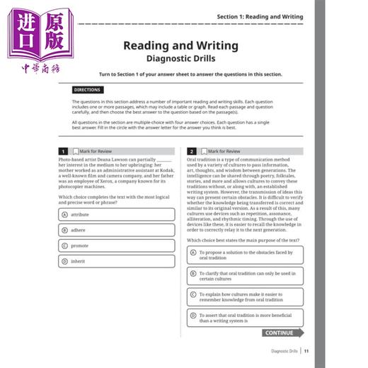 【中商原版】2025年新版800+道SAT考试练习题 普林斯顿在线SAT备考含在线模拟测试 美国大学入学800+ SAT Practice Questions 商品图3