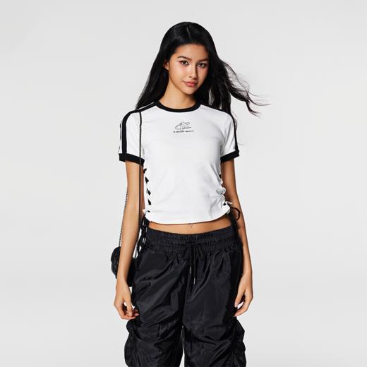 【Achock官方店】潮牌辣妹绑带设计露脐短袖美式夏季新款圆领T恤 商品图0