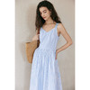 HeyDress宽肩带吊带连衣裙女夏季蓝白条纹吊带裙收腰设计显瘦裙子 商品缩略图1