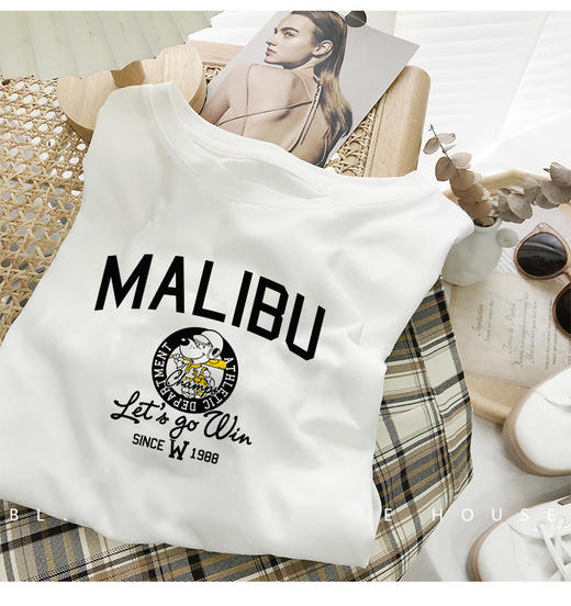 夏季潮ins【纯棉短袖T恤女装】韩版宽松正肩圆领半袖女士薄款 时尚上衣  商品图9