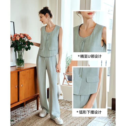 OLrain欧芮儿国风U领马甲女夏季2024年新款通勤设计感气质上衣 商品图2